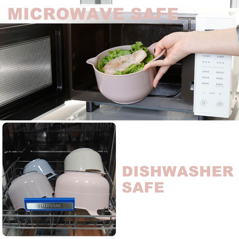 BoxedHome Nesting Plastic Mixing Bowl Set with Pour Spouts and