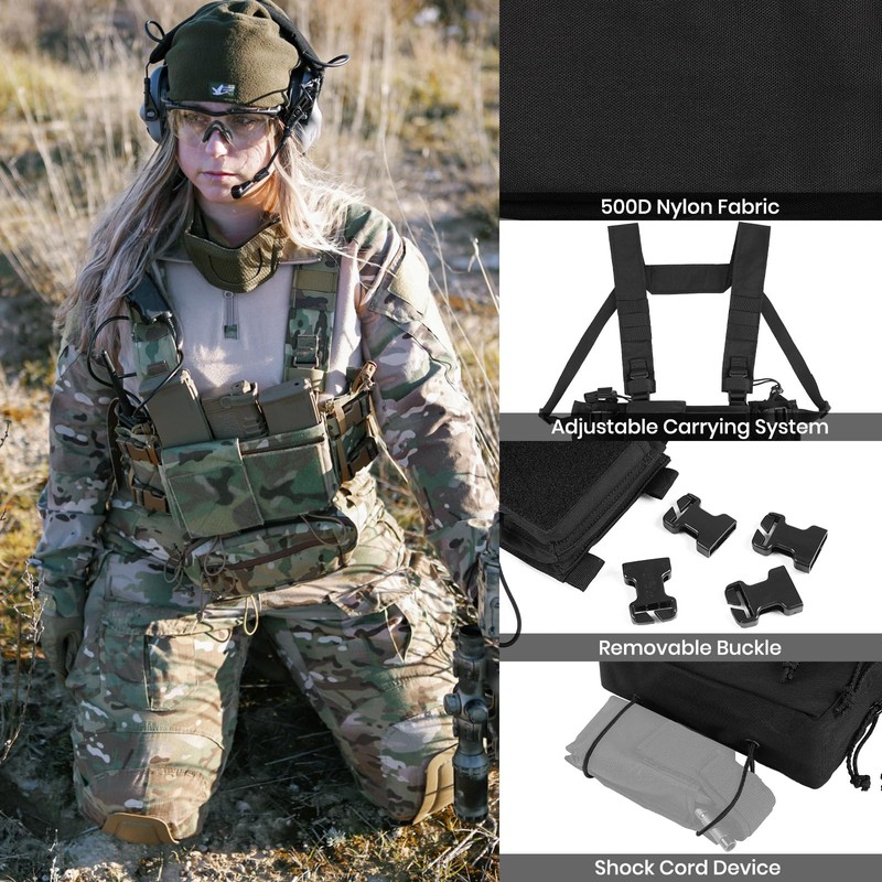 Tactical Chest Rig Chest Protector Paintball Vest, Molle Modular Micro