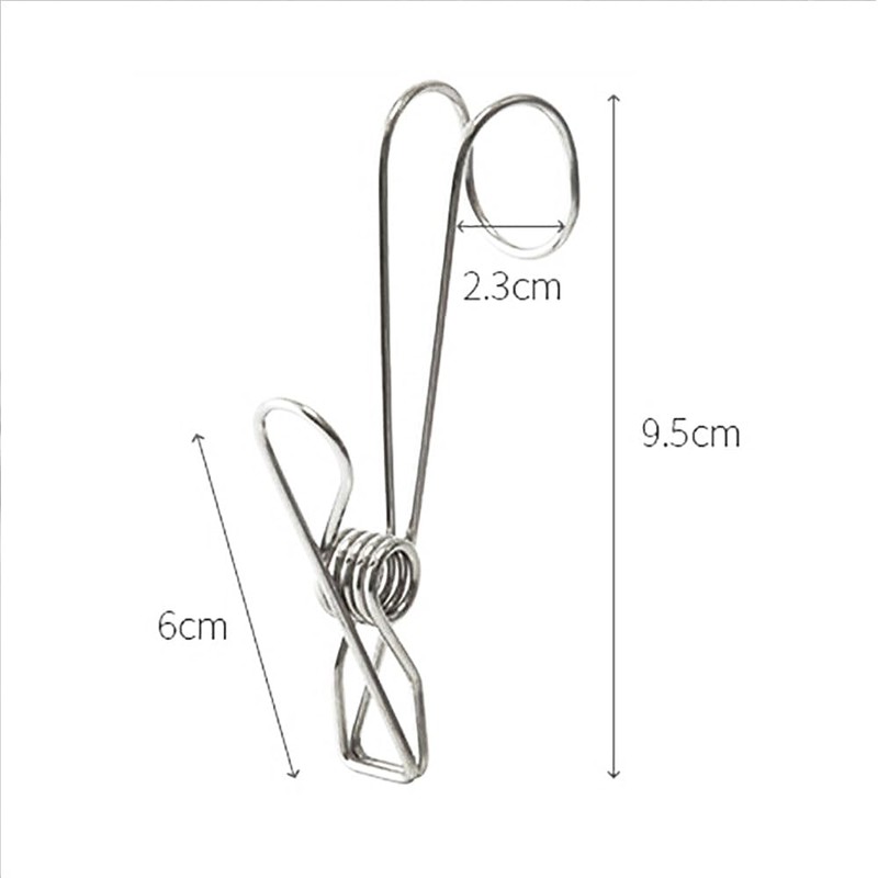 15xStainless Steel Clothes Pegs Hooks Long Tail Clip Hanging Clips
