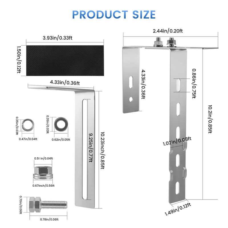 Adjustable Balcony Bracket for Solar Panels, Pack of 2 Solar