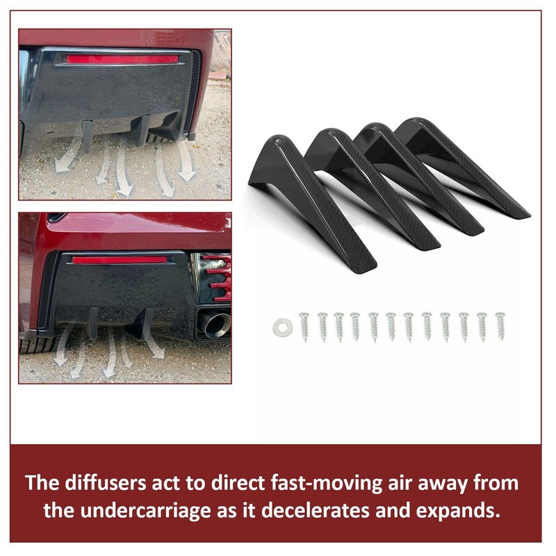 YUOQDKE C7 Rear Bumper Lower Air Diffuser Fins Carbon Fiber
