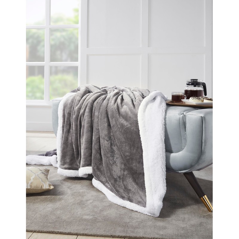 Penguin Home Solid Sherpa Blanket, Microfiber Throw for All Season,
