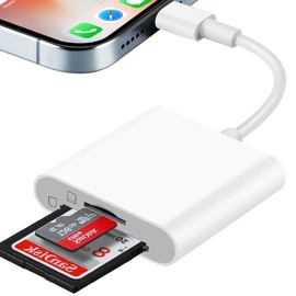 Luonanava SD Card Reader for iPhone, SD & Micro SD Dual Slots Memory Card Reader for iPad, Plug and Play Trail Game Camera SD Card Viewer, Digital Camera SD Card Adapter, No App Required