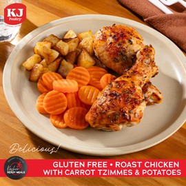 KJ Poultry Kosher for Passover Gluten Free Meals, Roast Chicken with Potato & Carrots, Halal, (3 Pack) Prepared Entree Fully Cooked, Shelf Stable Microwave Dinner, Travel Military Camping