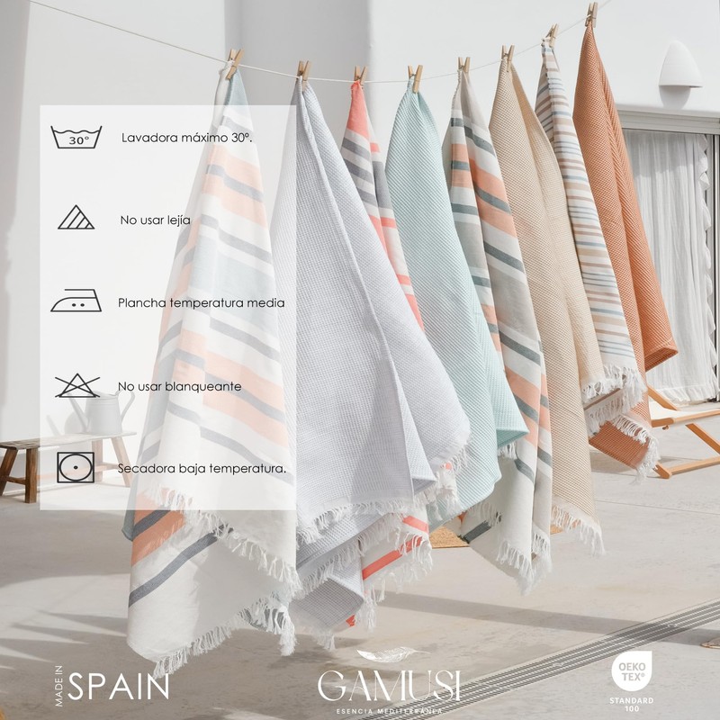 GAMUSI Fouta Pareo Beach Towel Light Honeycomb 190 x 180