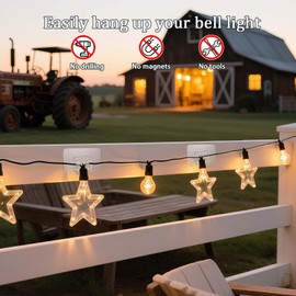 RE:BLEU 100PCS Hooks for Outdoor String Lights Clips - Heavy Duty Cable Clips with Waterproof for Hanging Christmas Lights and Patio Decor,Outside Sticky Clip, Cord Organizer