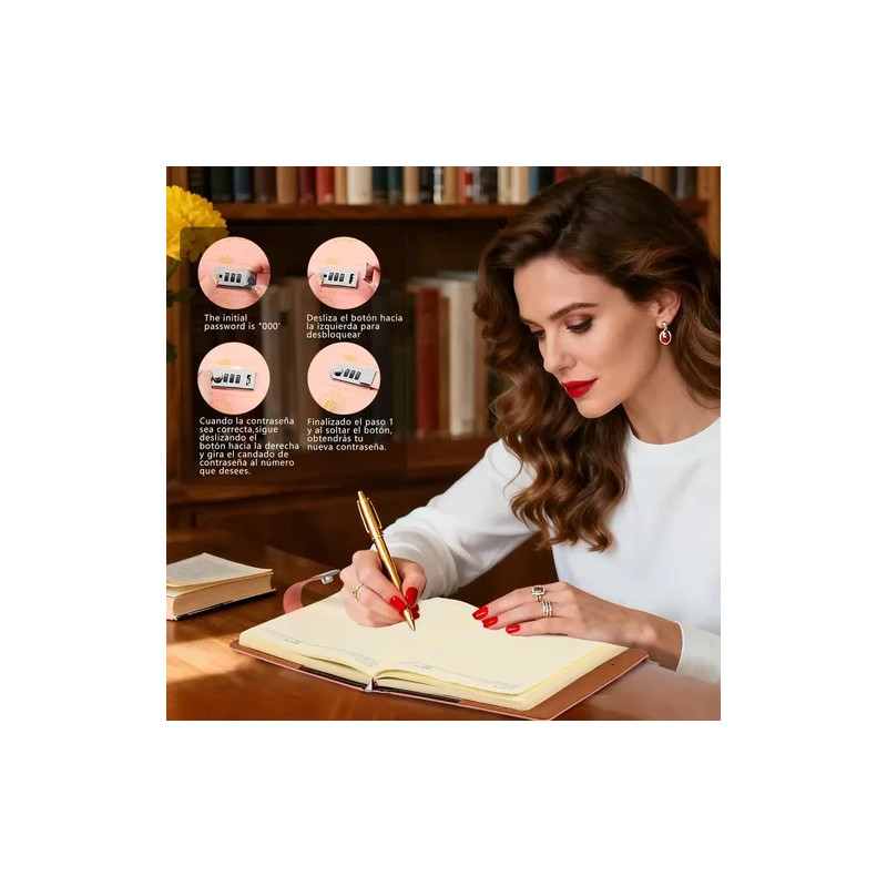 Agenda De Cuero Con Candado Diario Personal 150 Hojas +calco
