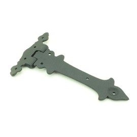 Renovators Supply Manufacturing Black Wrought Iron Door Strap Hinge 7" Long Antique Colonial Spear Tip Rust Resistant Flush Mount Door Hinges for Cabinet, Barn Or Shed Doors with Hardware Pack of 3