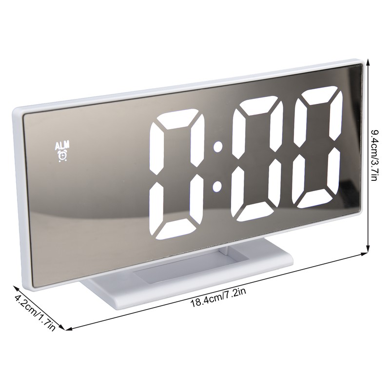 Digital Alarm Clock LED Mirror Screen USB Charging Automatic Dimming