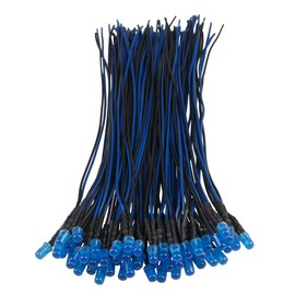 EDGELEC 50pcs 12 Volt 5mm Blue LED Lights Emitting Diodes, Pre Wired 7.9 Inch DC 12V LED Light Diffused Colored Lens Small LED Lamps