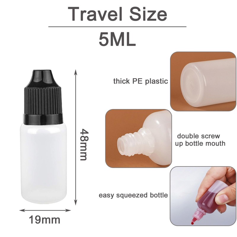 Apstqeeo 30pcs, 5ml Plastic Dropper Bottles with Squeezable Dispenser and