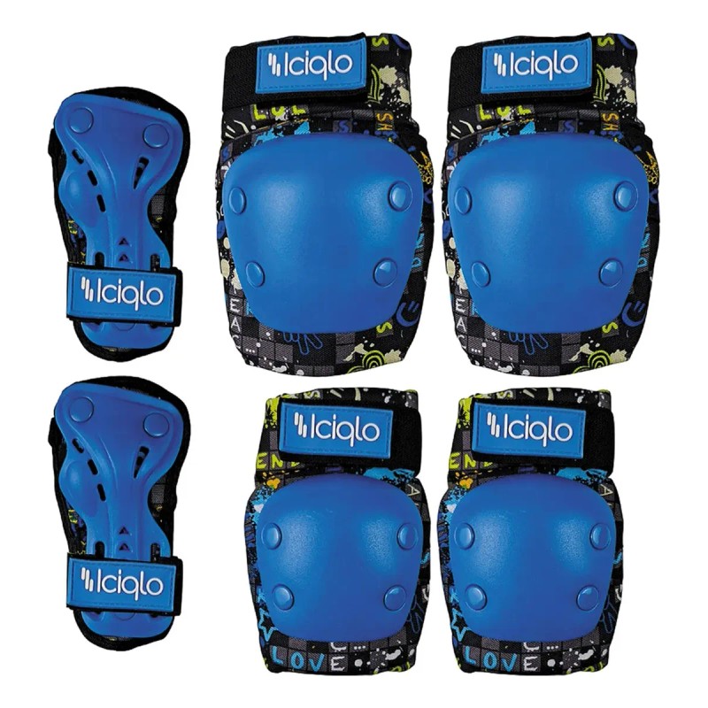 Kit Protecciones Adulto Rodilleras Coderas Muñequeras Iciqlo Azul
