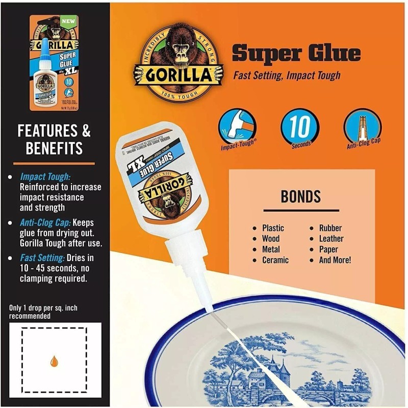 Gorilla Super Glue XL, 25 gram, Clear, (Pack of 1),7400202
