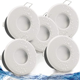 trendlights24 Merano Ceiling Recessed Spotlights Round IP65 Set of 5 Ultra Flat 50 mm LED Spotlights 5 W 230 V Neutral White Bathroom Wet Room