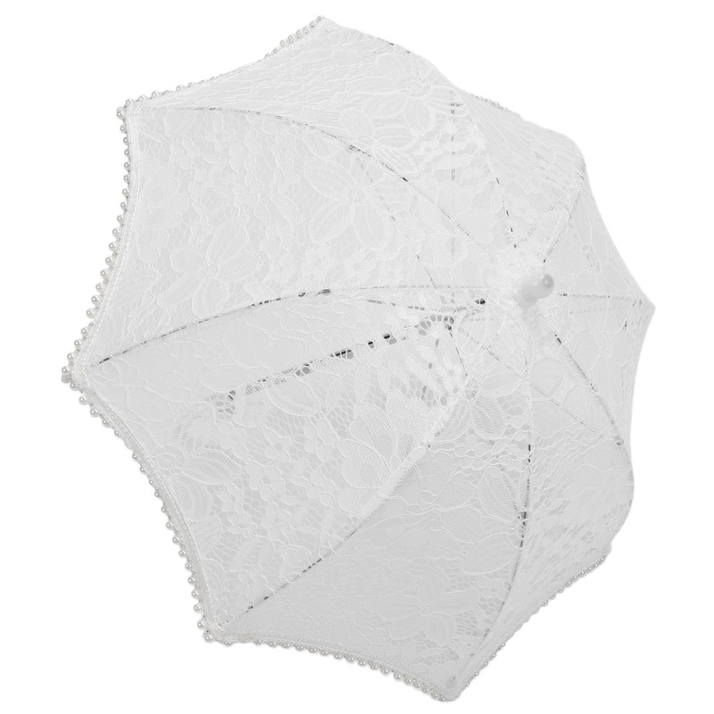 Lace Wedding Umbrella Romantic Embroidery Flower Bridal Umbrella Ergonomic Handle