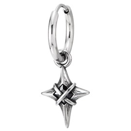 Viking Star Drop Hoop Earrings Stainless Steel Nordic Compass Cross Dangle Punk Gothic Tribal Jewelry