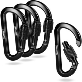 Clifford Mini Carabiner with 120 kg Load Capacity - Elegant Carabiner Keyring Made of Extremely Robust Aluminium 6082 - Small Screw Lock Carabiner for Keys, Outdoor etc., black