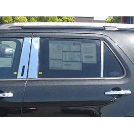 Stainless Polished Chrome Pillar Post Trim (Includes keyless Entry Touch pad) 4PC, Compatible with Ford Explorer 2011-2019 (4-Door, SUV)
