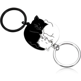 Zalizr Couple Gift Keychain Valentines Day Gift Him Her Cat Lover Best Friend Wife Husband Cute Cat Couple Keyring Gift Anniversary Valentines Day Christmas Birthday Gifts