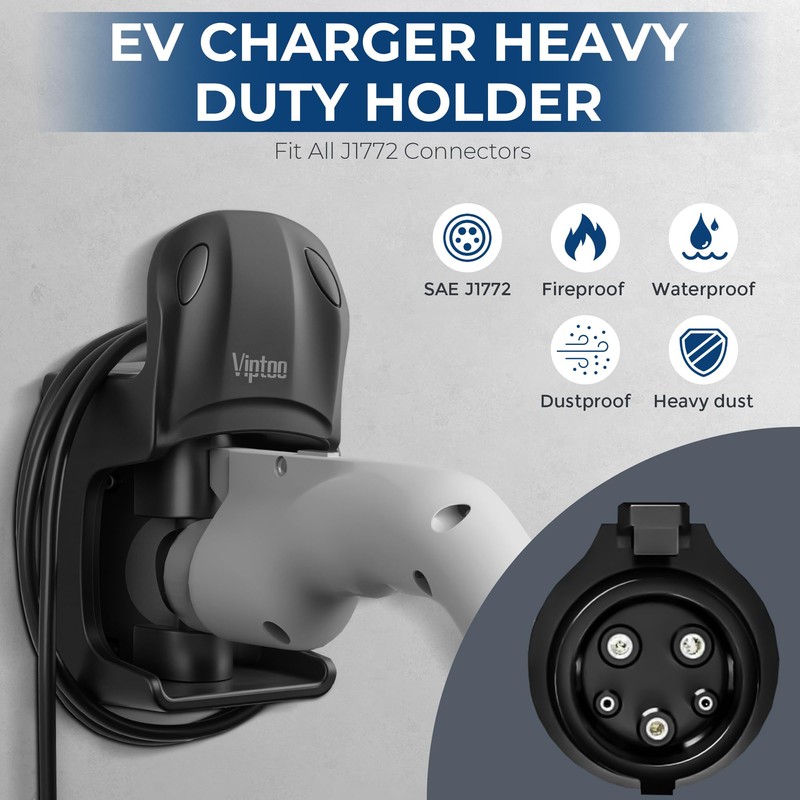 VIPTOO EV Charger Wall Mount Holder, J1772 Charger Cable Organizer