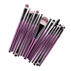 Lurrose Juego de 15 Brochas de Maquillaje y Uso Profesional para Mujer Cerdas de Nailon y Mango de Plástico, Aplicación Uniforme