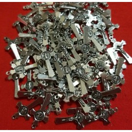 LOT OF 50 St Benedict Cross Stainless Steel  Catholic Jesus Crucifix Pendant