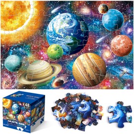 Jumbo Floor Puzzle for Kids,48 Piece Solar System Planet Large Jigsaw Puzzles for Toddler Ages 3-5,Preschool Educational Learning Space Toys,Easter Gift for Boys & Girls Ages 4-8