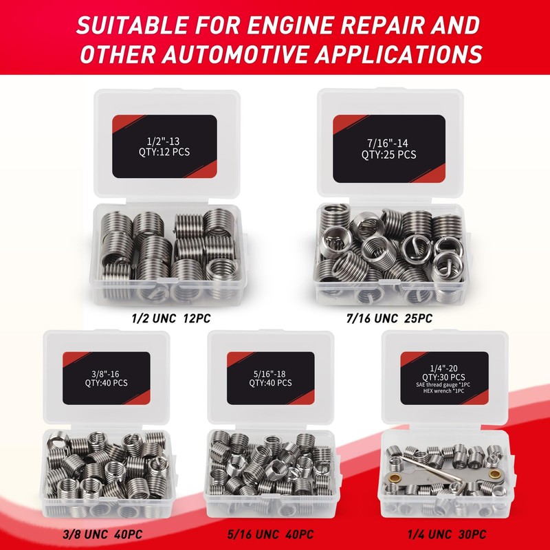 AKM 338Pc Thread Repair Kit, HSS Drill Helicoil Repair Kit
