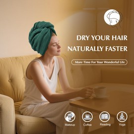 Poyday Microfibre Hair Towel Wrap: 2Pack Head Drying Towel Super Absorbent Soft Anti Frizz Turban Towelling For Women Girls Long Wet Plopping Curly Hair