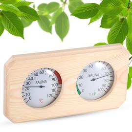 Sauna Thermometer Hygrometer 2-in-1, Wood Sauna Thermo-Hygrometer, High Accuracy Sauna Accessories for Measuring Temperature and Humidity