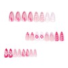 24 Pcs Flower Press on Nails Medium Almond Fake Nails