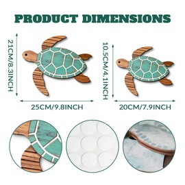 Pigort Wooden Turtle Wall Decor - Beach Bathroom Decor -Farmhouse Coastal Ornaments for Pool, Home, Lake House, Bathroom, Garden – Beach Theme Art Decorations (Blue-1)