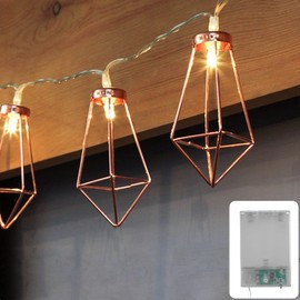 CozyHome LED Light Chain Geometric Pyramid-Shaped Copper Rose Gold