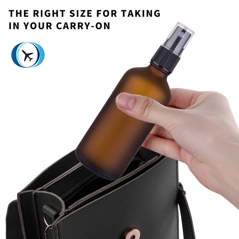 Botella de cristal ámbar esmerilado para aceites esenciales, paquete de