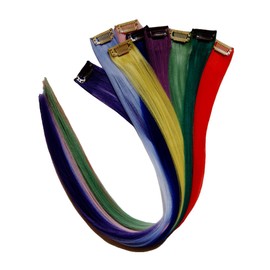 18 PCS Colored Clip in Hair Extensions, 23 Inches Rainbow Clips Hairpieces, Colorful Party Highlights, Multi-Colors Hair Streak, Synthetic Straight Hair Extension Gift for Kids Girls Women. (9 Colors)