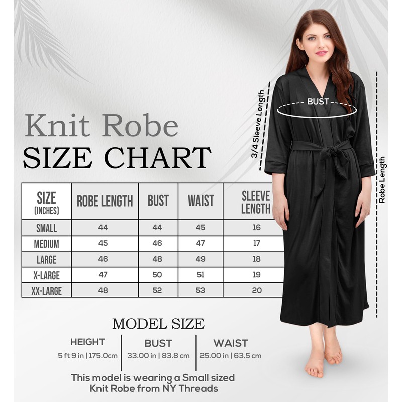 NY Threads Ladies Luxury Lightweight Soft Polycotton Knit Dressing Gown,