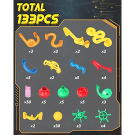 E-SMARTER Marble Run 133p, Marble Rush with Exquisite Packaging, Construction Building Blocks Toys, Educational Building Block Toy for 3+ Boys, Girls, Marble Run for 3+ Year Olds Kids