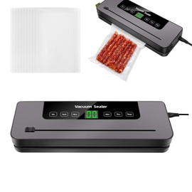 Vacuum Sealer Machine Powerful 60Kpa Precision 6-in-1 Compact Vacuum Food Preservation System Built-in Cutter, 10pcs Vacuum Bags, Dry&Moist Modes Smart Suction, Easy To Clean (Black)