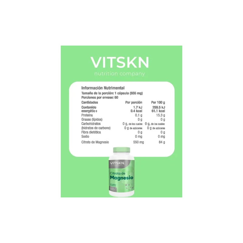Citrato Magnesio Cápsulas Skin Vit Súper Sabor