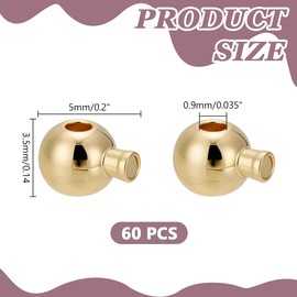 HOBBIESAY 60 Stück 14 Karat Vergoldete Stopper Quetschperlen Runde Positionierungsperlen Premium Locator Abstandshalterperle Für Armbänder Halsketten Schmuckherstellung Loch:0.9mm