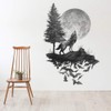Runtoo Wolf Wall Decals Moon Wall Art Stickers Bedroom Living