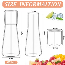 LUOFUR 2 Sets 29oz Bedside Water Carafe with Tumbler Glass Clear Night Water Carafe Set for Nightstand Glass Mouthwash Bottle Large Glass Water Tea Pitcher for Bedroom Living Room