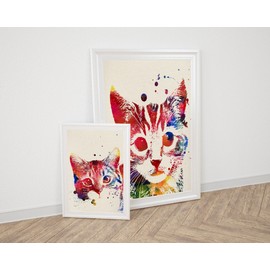 Nacnic Cat Watercolour Poster Set of 2 Watercolour Style Wall Decoration Illustration of Pets and Kittens Various Multicoloured Animals Pictures without Frame Size 30 x 40 cm