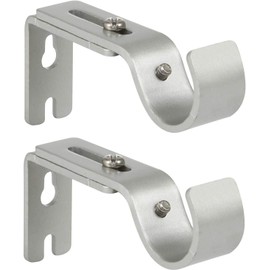 Anndason Heavy Duty Adjustable Curtain Rod Brackets - Holders for 3/4 or 5/8 Inch Rod, (2 PCS, Silver)