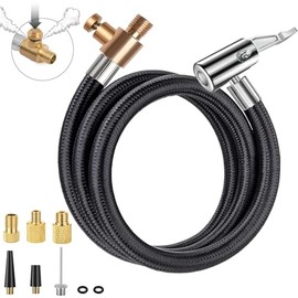 AULKZIOV 20 Inch Tire Inflator Hose Adapter, Car Air Hose Self-Locking Air Chuck w/Tire Schrader Valve Fine Thread & Presta Valve Adapter, Quick Connect & Release for Pump Air Compressor Attachments