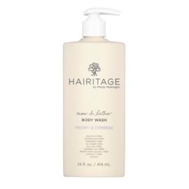 Hairitage Now & Lather Peony & Cypress Scented Body Wash for Women, Men & Kids - Oat Kernel & Gotu Kola Extracts for All Skin Types - Clove Leaf & Magnolia Flower Oils, 14 fl oz.
