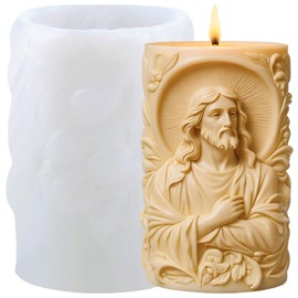 Jesus Candle Mold Religious Jesus Cylinder Resin Casting Silicone Molds for Candles Making Aromatherapy Candles Wax Polymer Clay