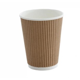 Sabco - 25pcs 8oz Coffee Cups - 8oz Paper Cups - Paper Cups for Hot Drink - Paper Coffee Cups - Black Paper Cups - Black Coffee Cups - Kraft Ripple Cups - Ripple Cups, Coffee Cup (Brown, 12oz)
