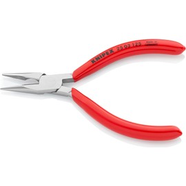 Knipex KNIPEX Flachrundzange mit Schneide (Radiozange) mit Kunststoff berzogen verchromt 125 mm 25 03 125