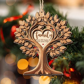 GAUDORA Family Ornament Gifts for Men, Women - Christmas Ornaments 2024, Family Tree Gifts for Mom, Dad, Sister, Brother, Long Distance Gifts for Grandparents - Christmas Decorations Wooden Ornaments